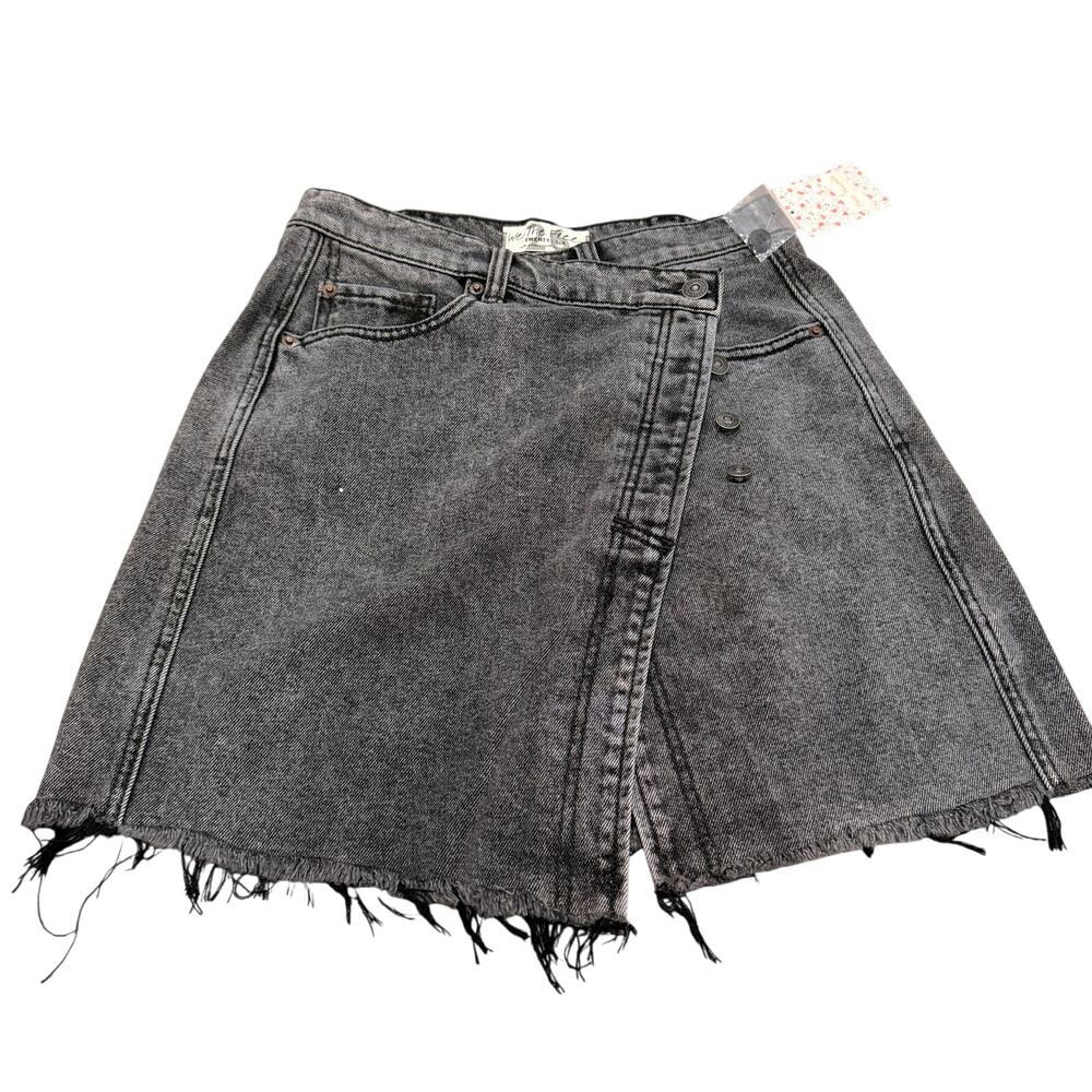 Free People Black Denim Mini Skirt Size 26